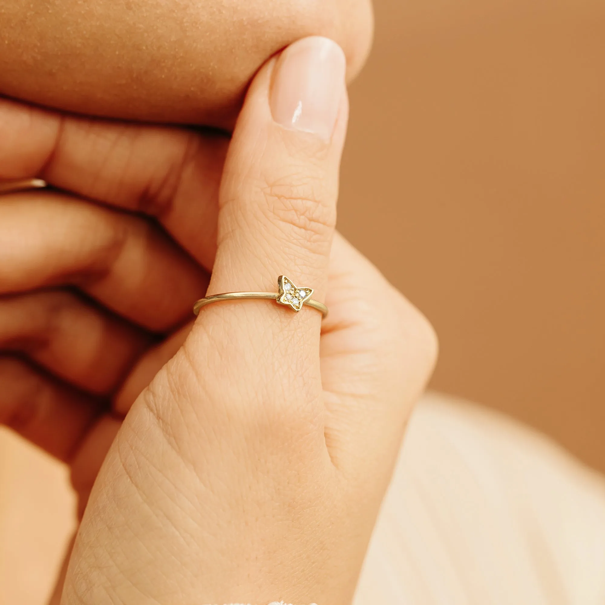 Petite Tilted Butterfly Ring, Mariposa