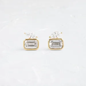 Poise Bezel Studs, 2.06ctw. Lab-Grown Emerald Cut