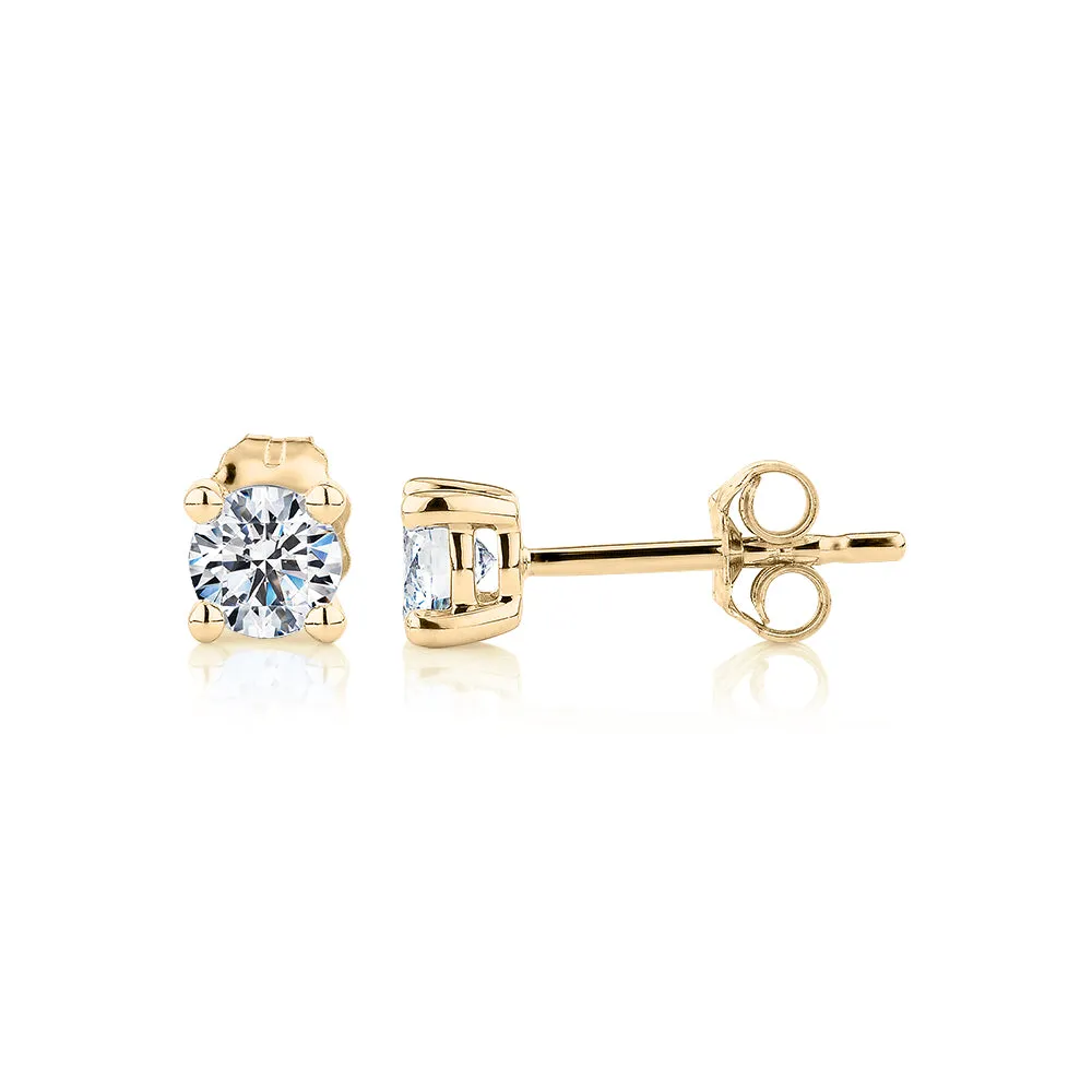 Premium Lab-Grown Diamond, 0.50 carat TW round brilliant stud earrings in 10 carat yellow gold