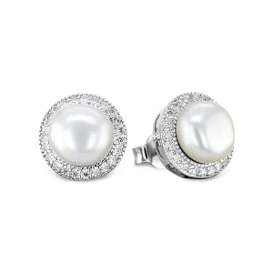 Rhodium plated 925 silver earrings assembled with zirconium oxide