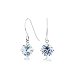 Round Brilliant drop earrings with 2 carats* of diamond simulants in 10 carat white gold
