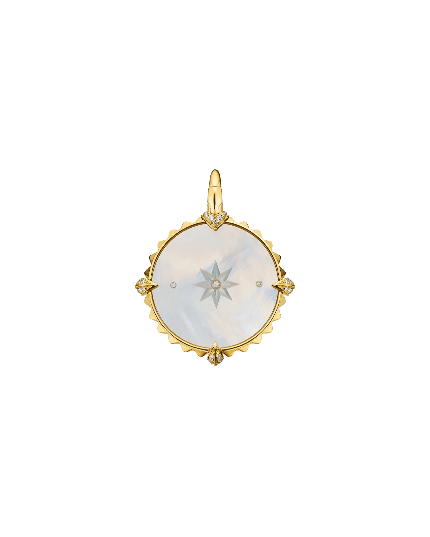 Sagittarius Coin Charm | Mother of Pearl, Diamonds, and Yellow Gold