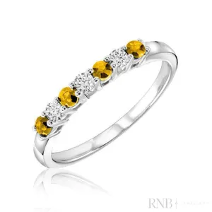 Semi Eternity Precious Stone & Diamond Ring