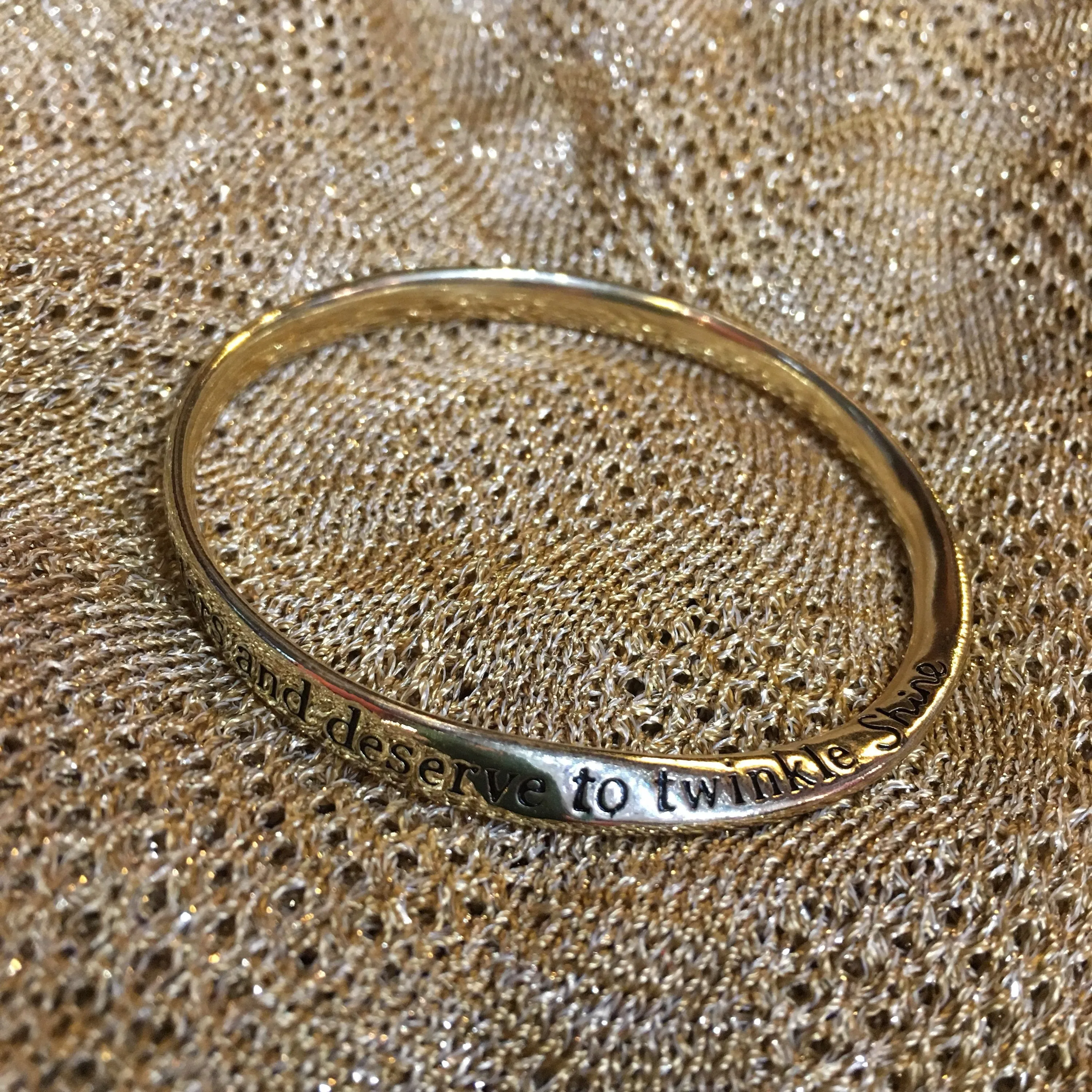 Shine... we are all stars and deserve to twinkle... gold tone metal Bangle Bracelet