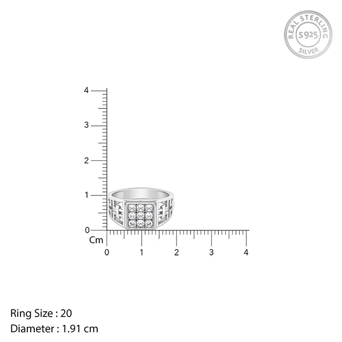 Silver Matrix Cross Ring For Him