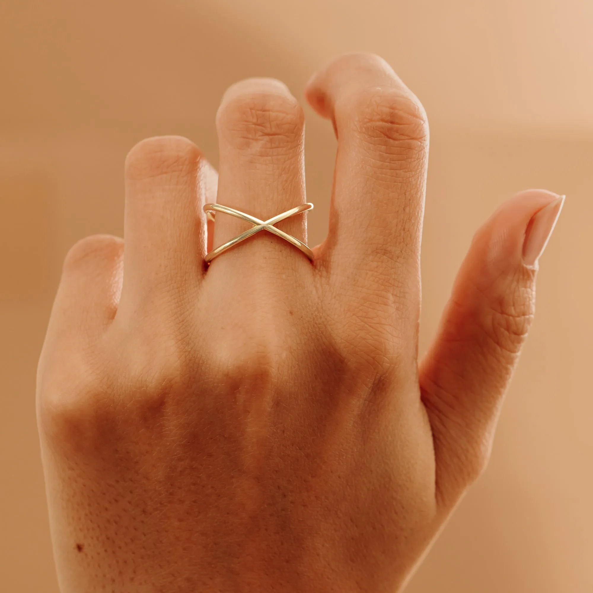 Solid Gold X Ring, Adelyn