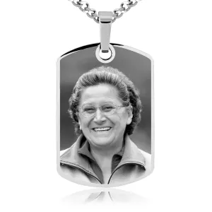 Stainless Steel Heavy Large Rectangle Necklace- Photo Engraving
