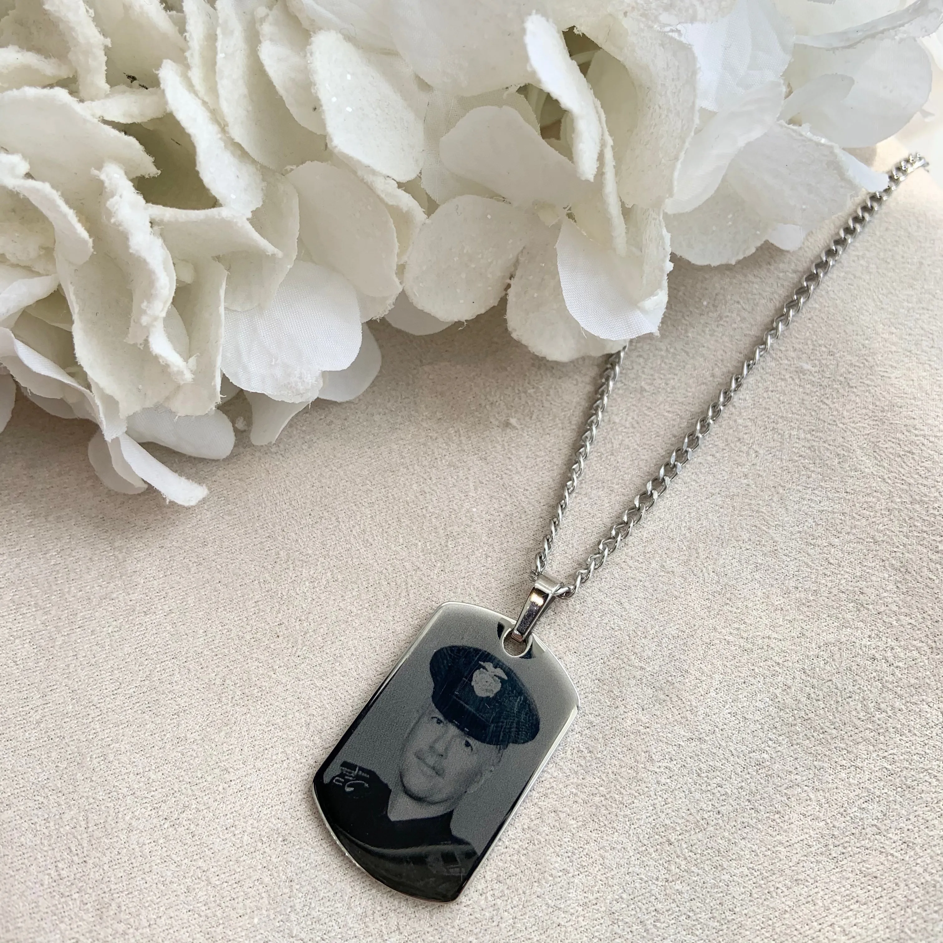Stainless Steel Heavy Large Rectangle Necklace- Photo Engraving