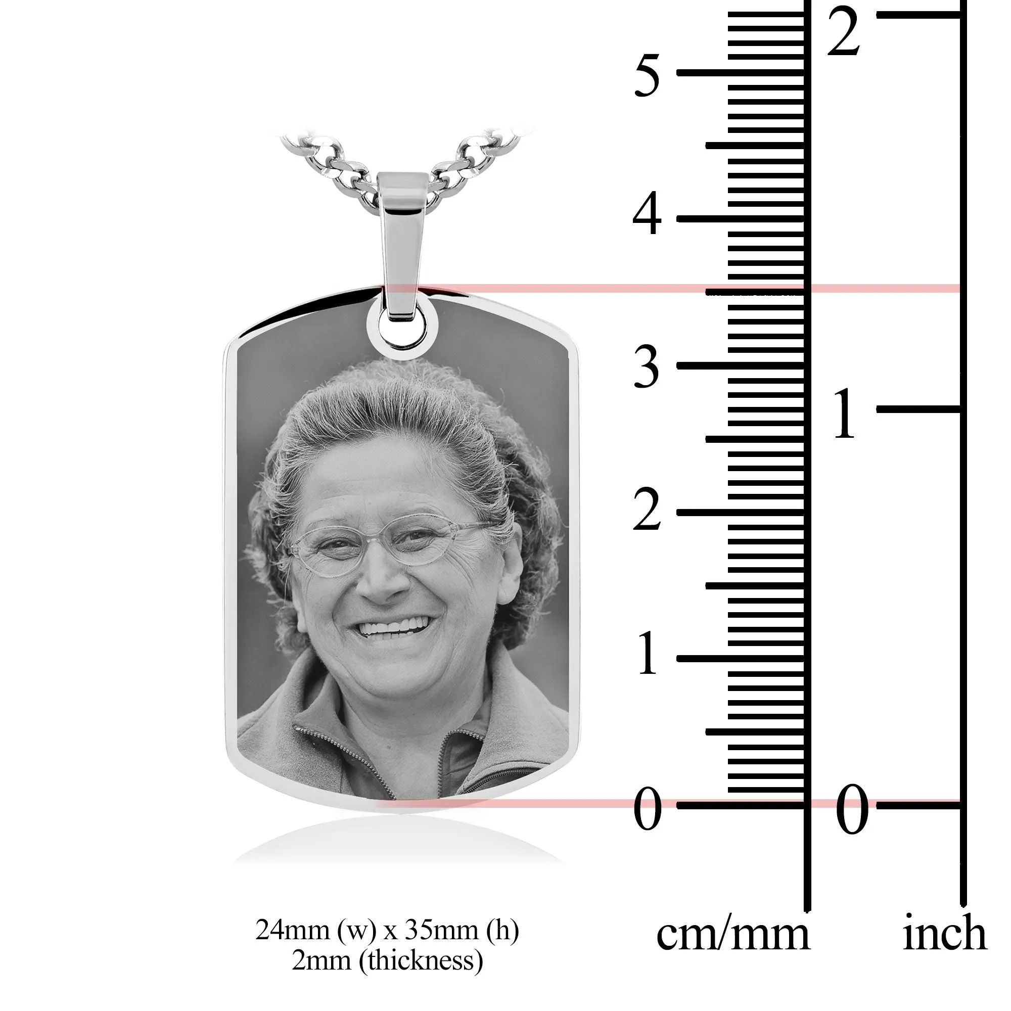 Stainless Steel Heavy Large Rectangle Necklace- Photo Engraving