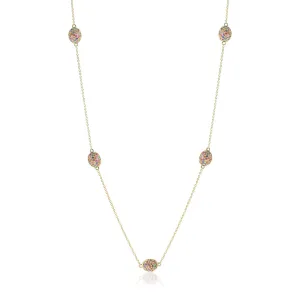 Station Necklace in Multi-Colored Gemstones