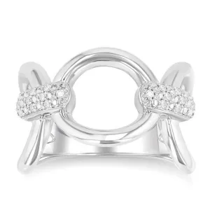 Sterling Silver Bold Open Link Natural Diamond Ring