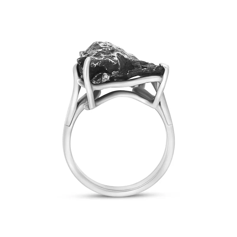 Sterling Silver Meteorite Unique Ring D