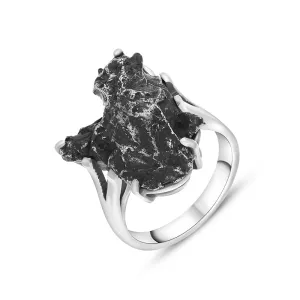 Sterling Silver Meteorite Unique Ring D