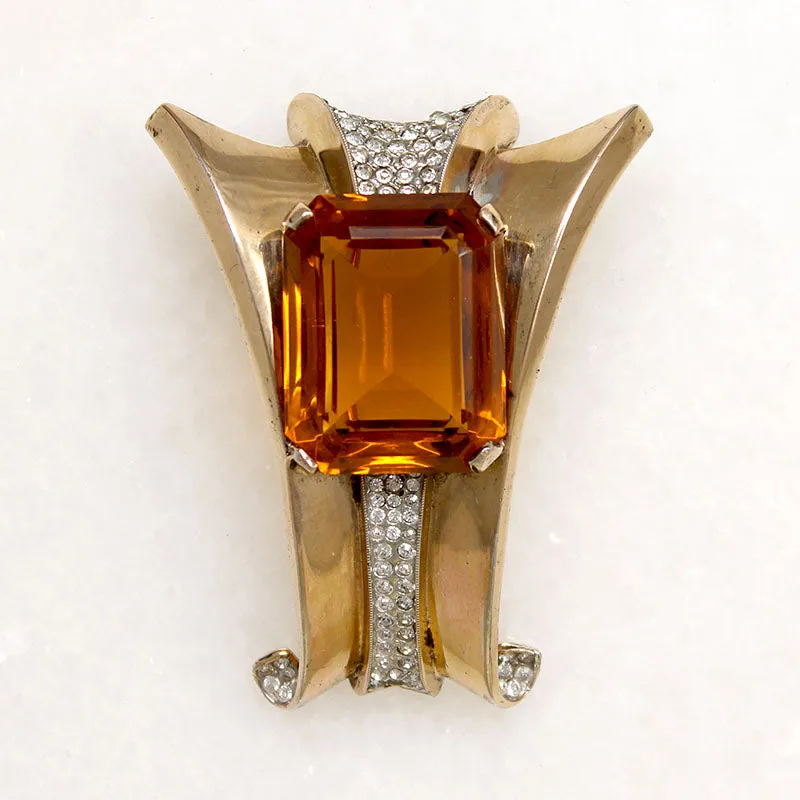 Stunning Gilded Silver Retro Clip by Alfred Philippe for Trifari