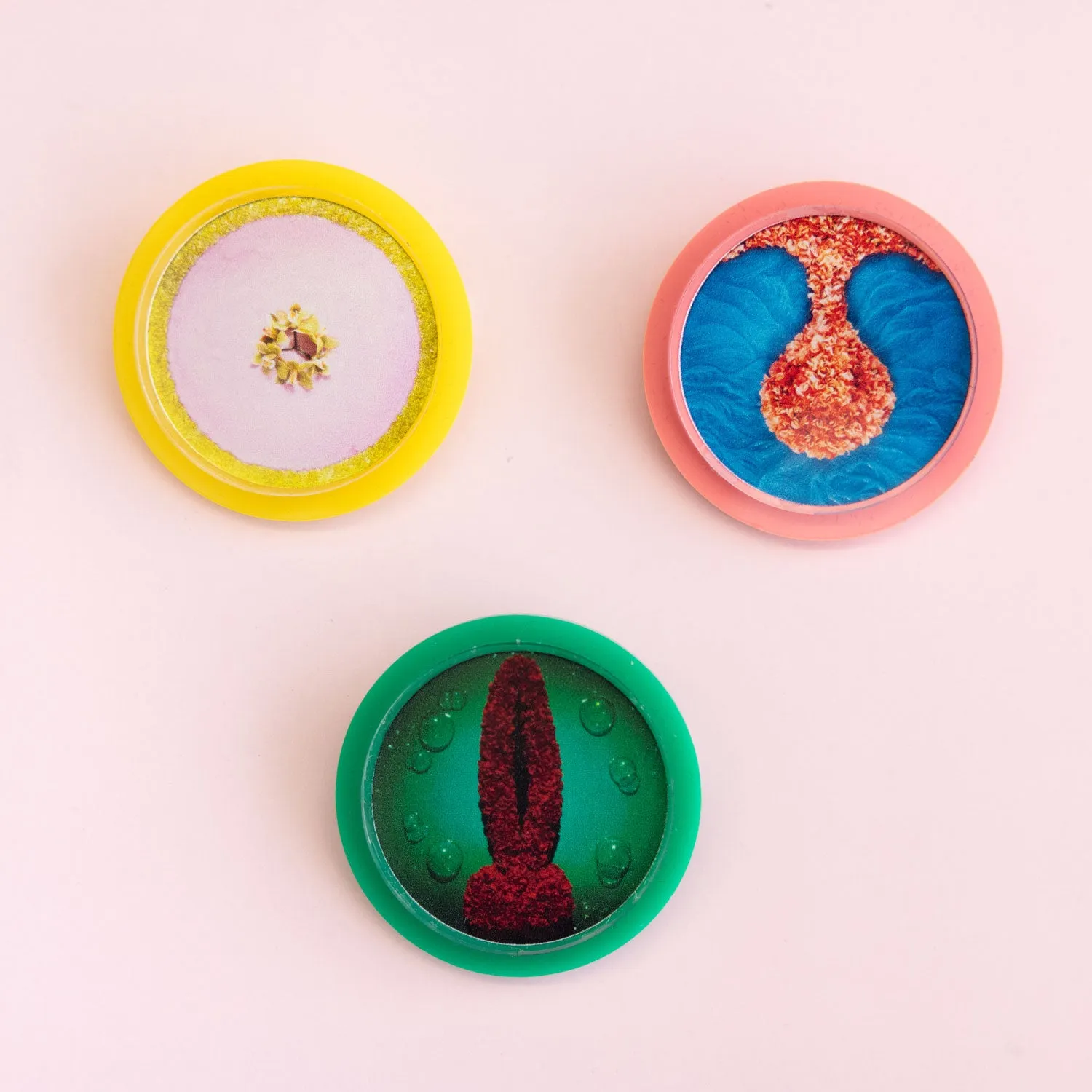 Tatty Devine X Helen Chadwick Wreaths To Pleasure Brooch Teal and Coral