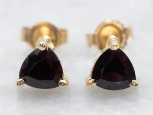 Trillion-Cut Garnet Stud Earrings