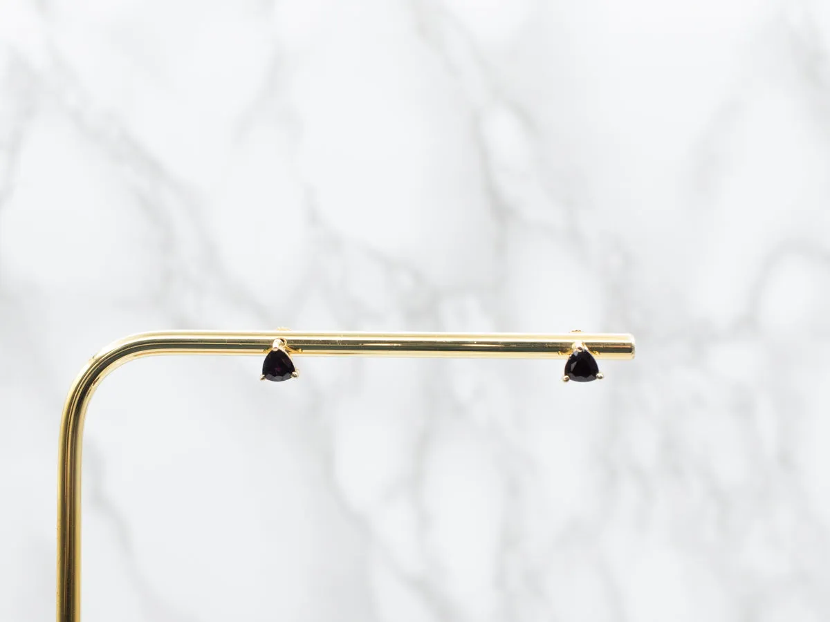 Trillion-Cut Garnet Stud Earrings