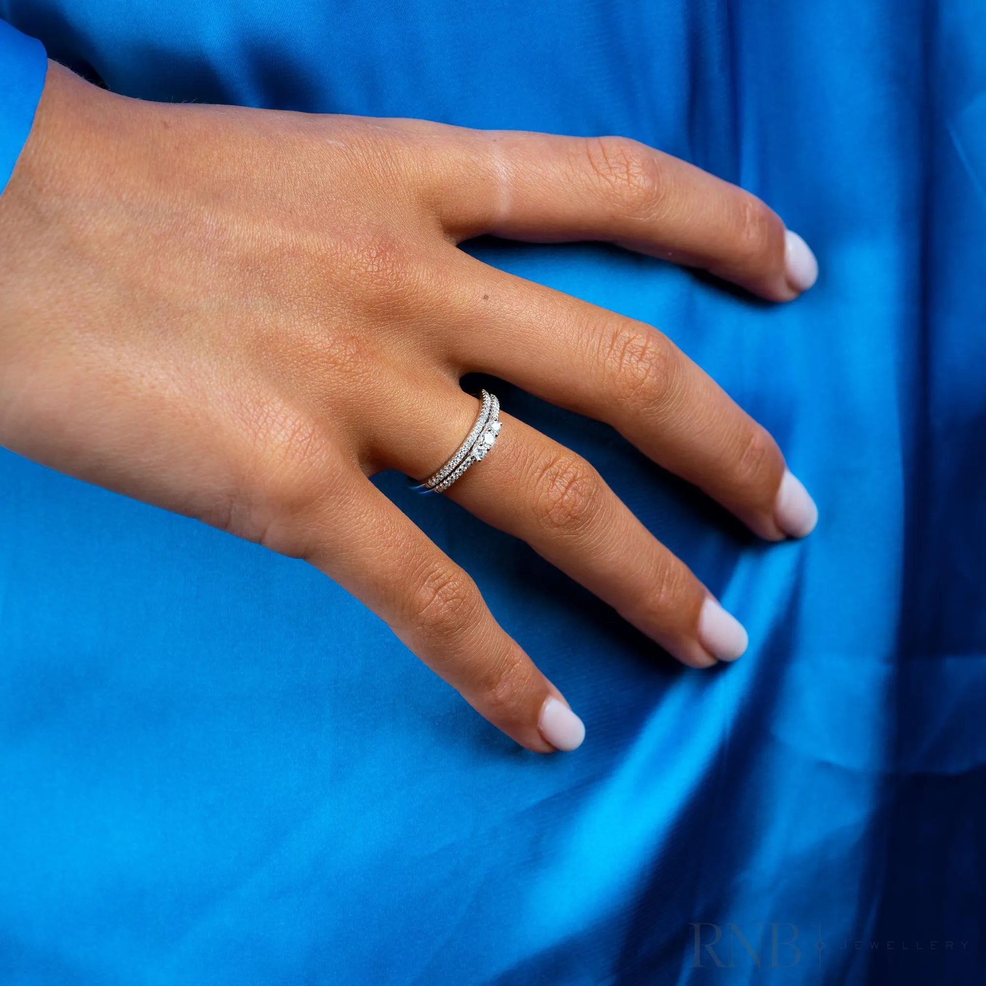 Trinity and Semi Eternity Diamond Ring Set