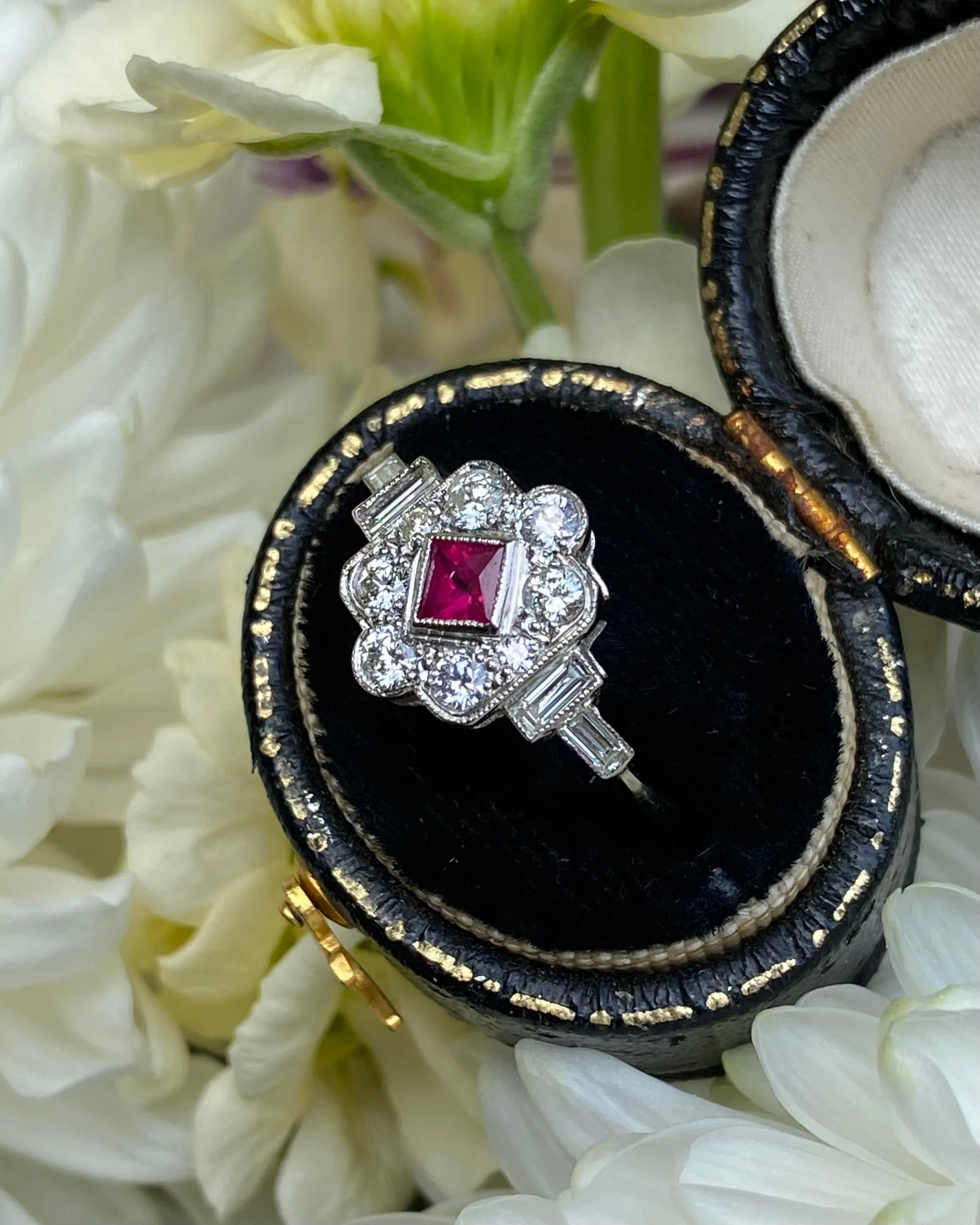 Victorian Ruby and Diamond Platinum Ring 0.60ct   0.30ct