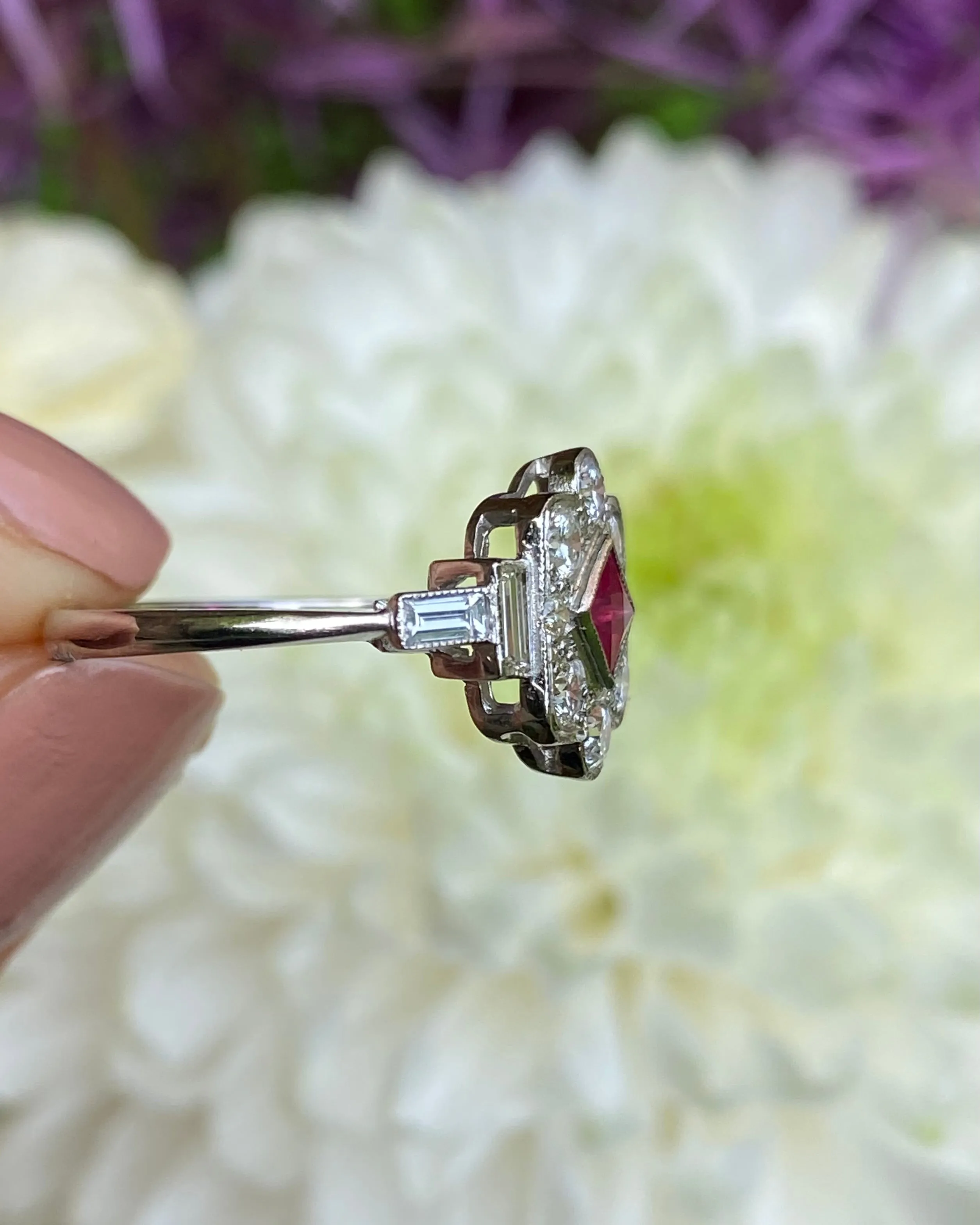 Victorian Ruby and Diamond Platinum Ring 0.60ct   0.30ct