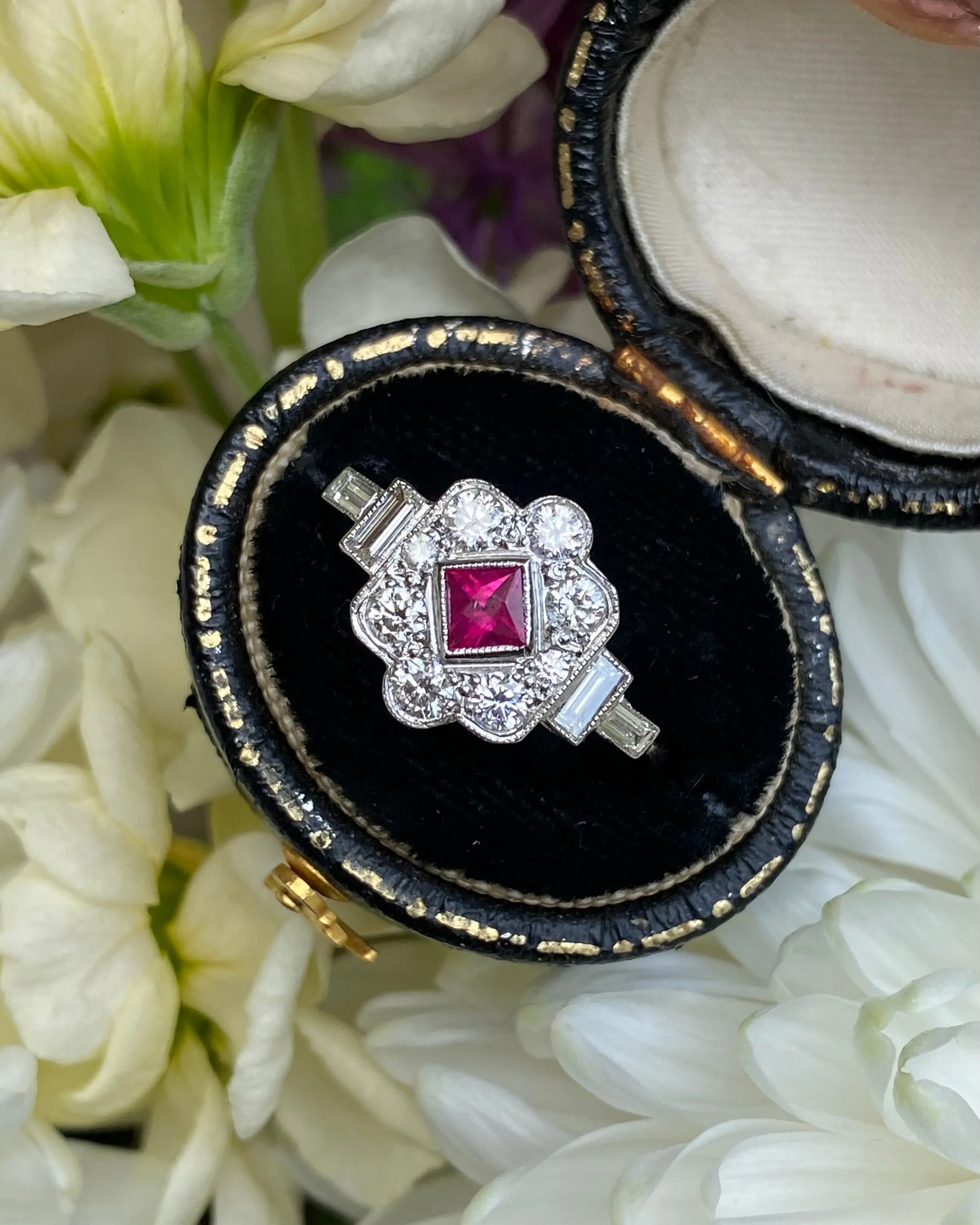 Victorian Ruby and Diamond Platinum Ring 0.60ct   0.30ct