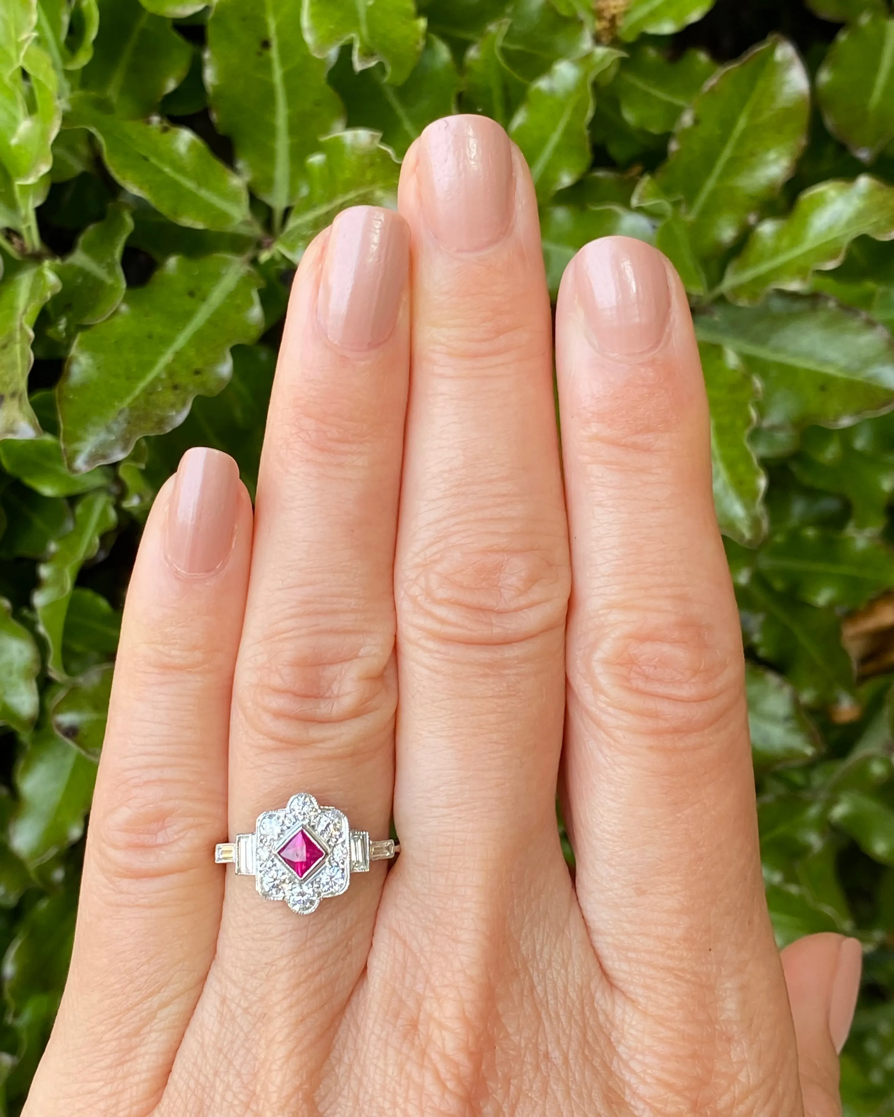 Victorian Ruby and Diamond Platinum Ring 0.60ct   0.30ct