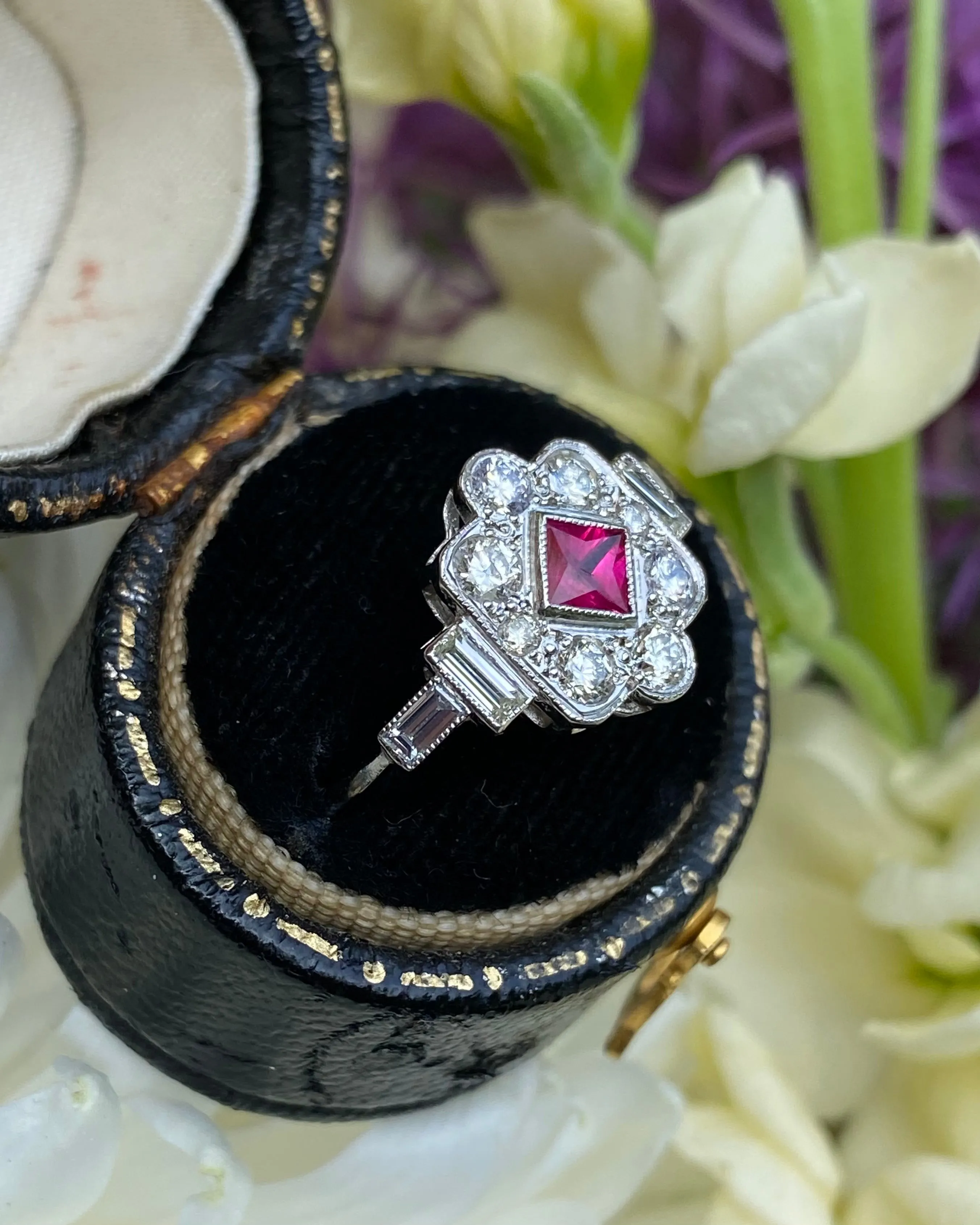 Victorian Ruby and Diamond Platinum Ring 0.60ct   0.30ct