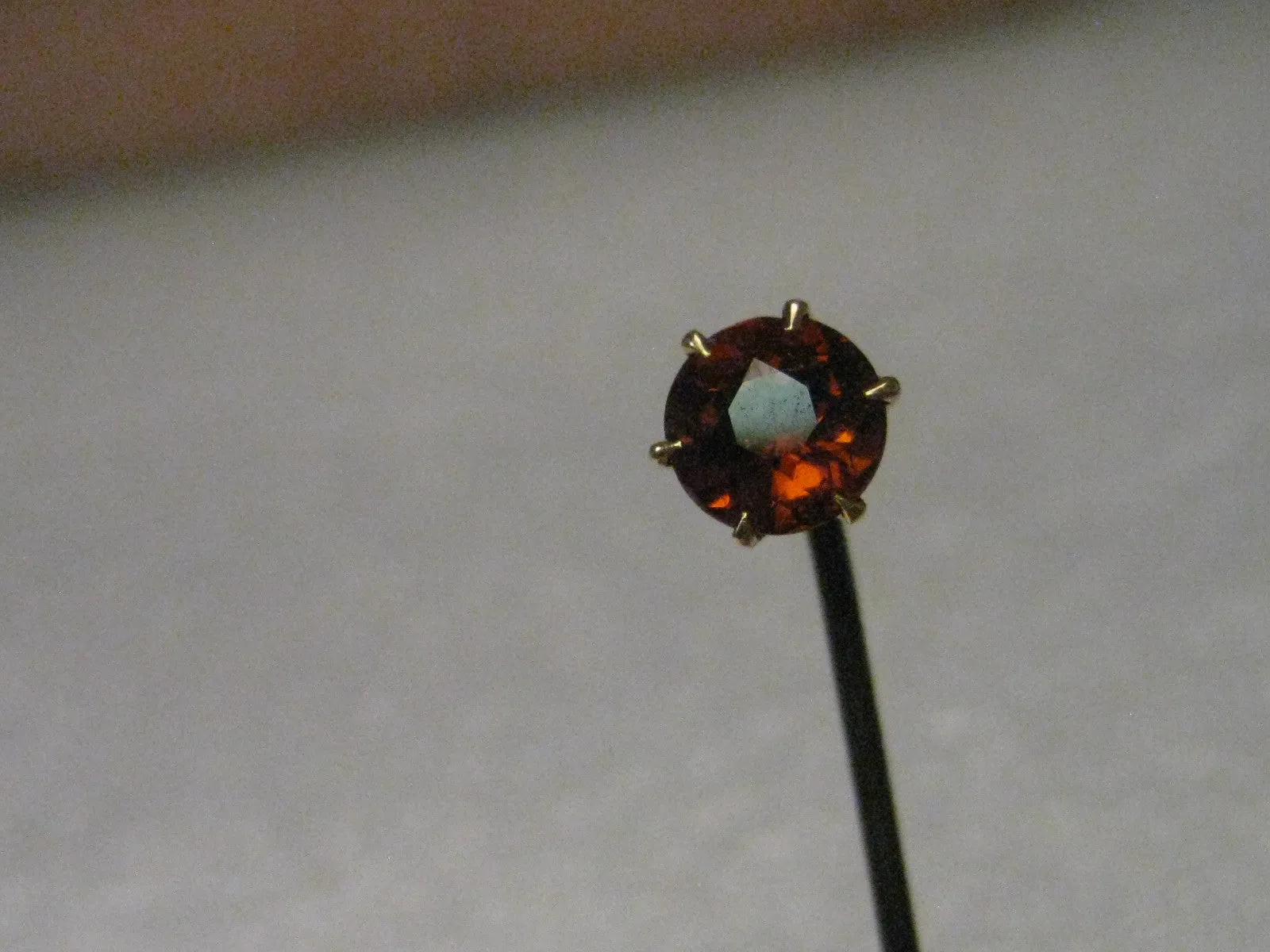 Vintage 10kt Gold Spessartine Old Mine Cut Garnet Stick Pin, early 1900's