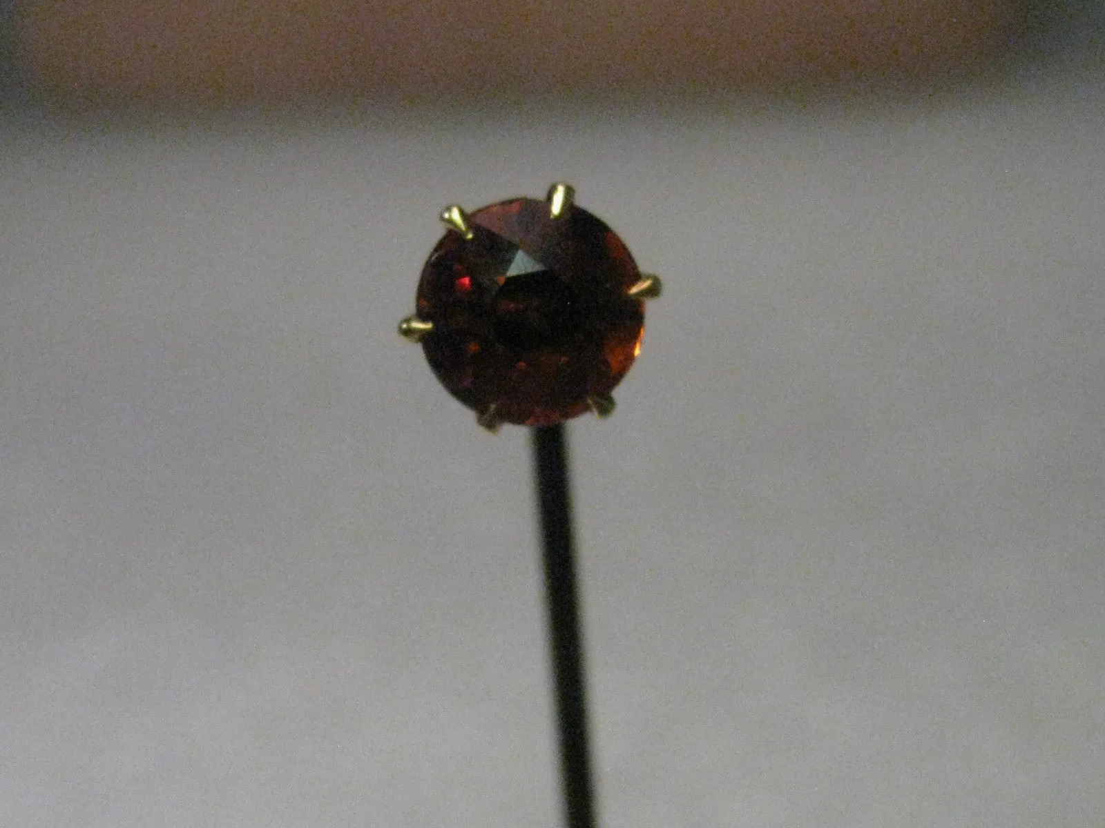 Vintage 10kt Gold Spessartine Old Mine Cut Garnet Stick Pin, early 1900's