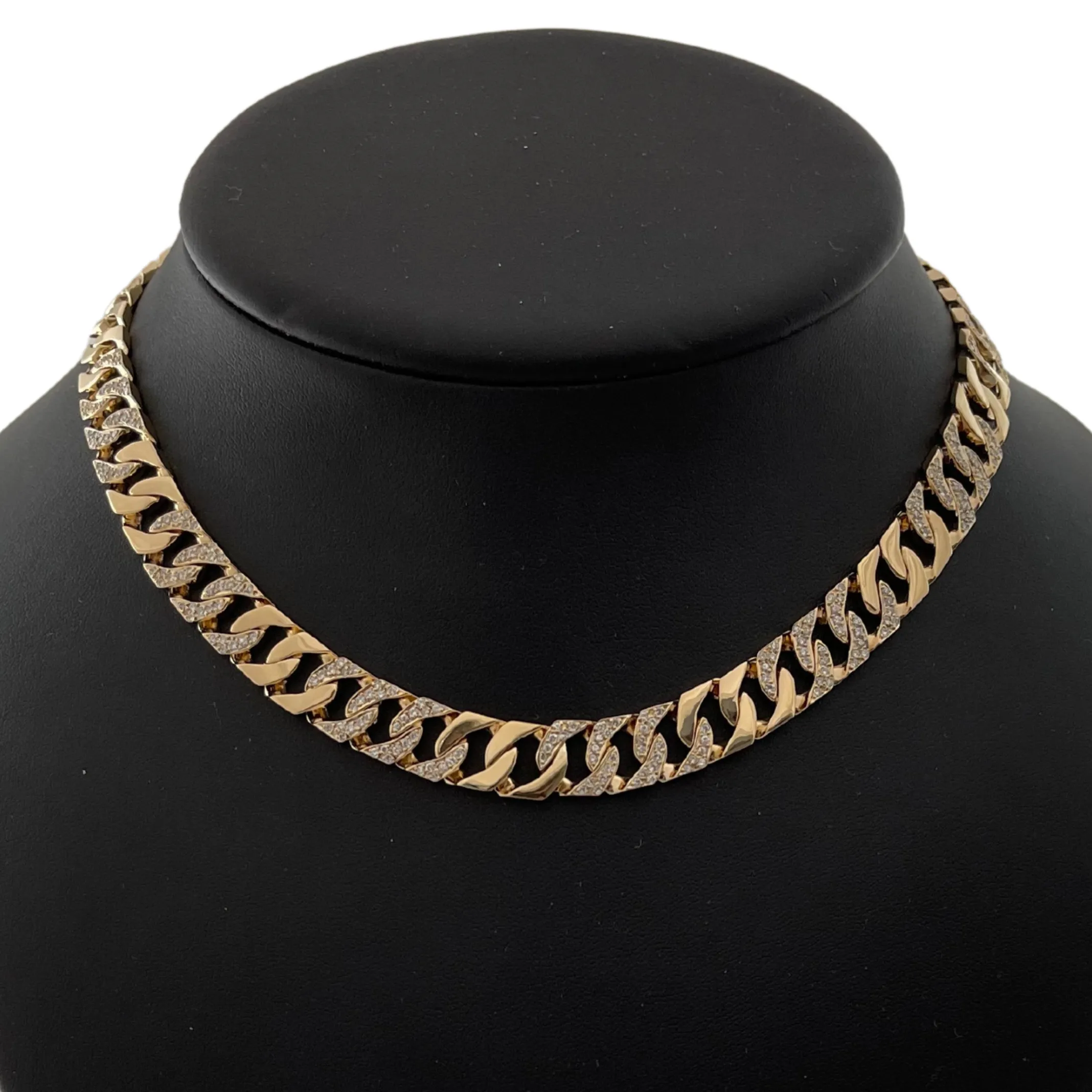 Vintage 18K Yellow Gold Diamond Curb Link Necklace