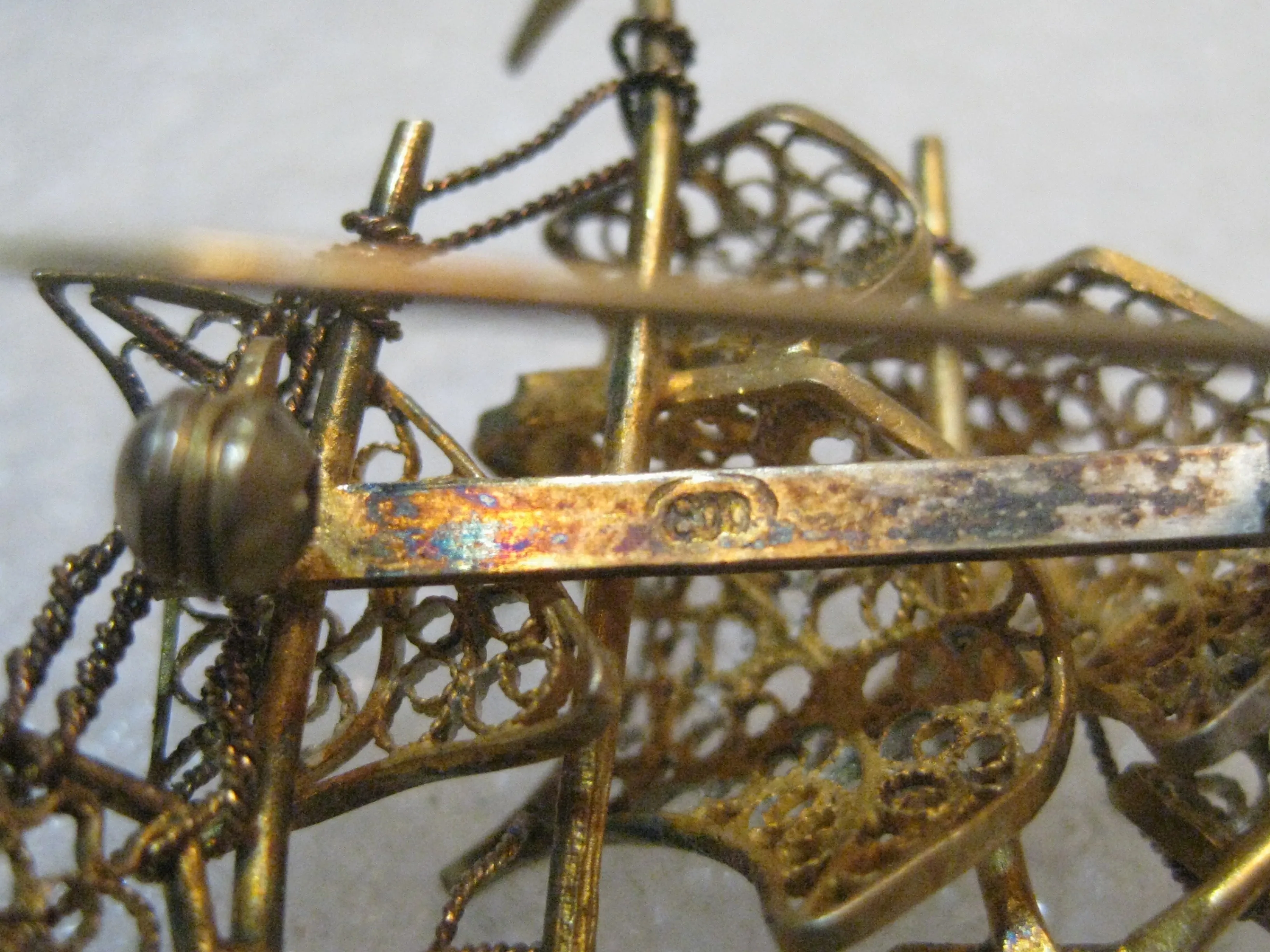 Vintage 800 Silver Boat Filigree Sails, MId-Century, 1.5", 6.31 grams, Detailed