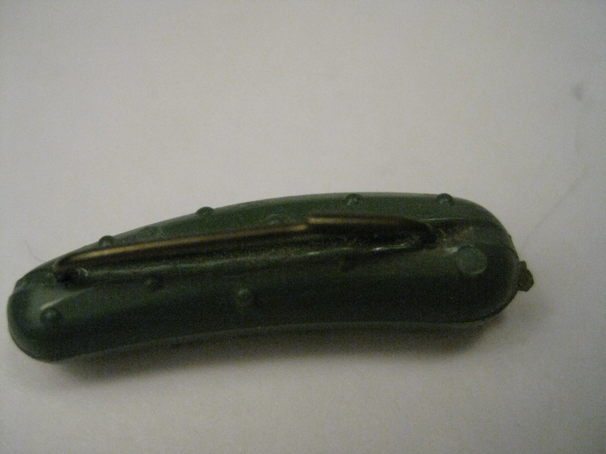 Vintage Heinz Green Pickle Advertising Brooch, 1.25" long