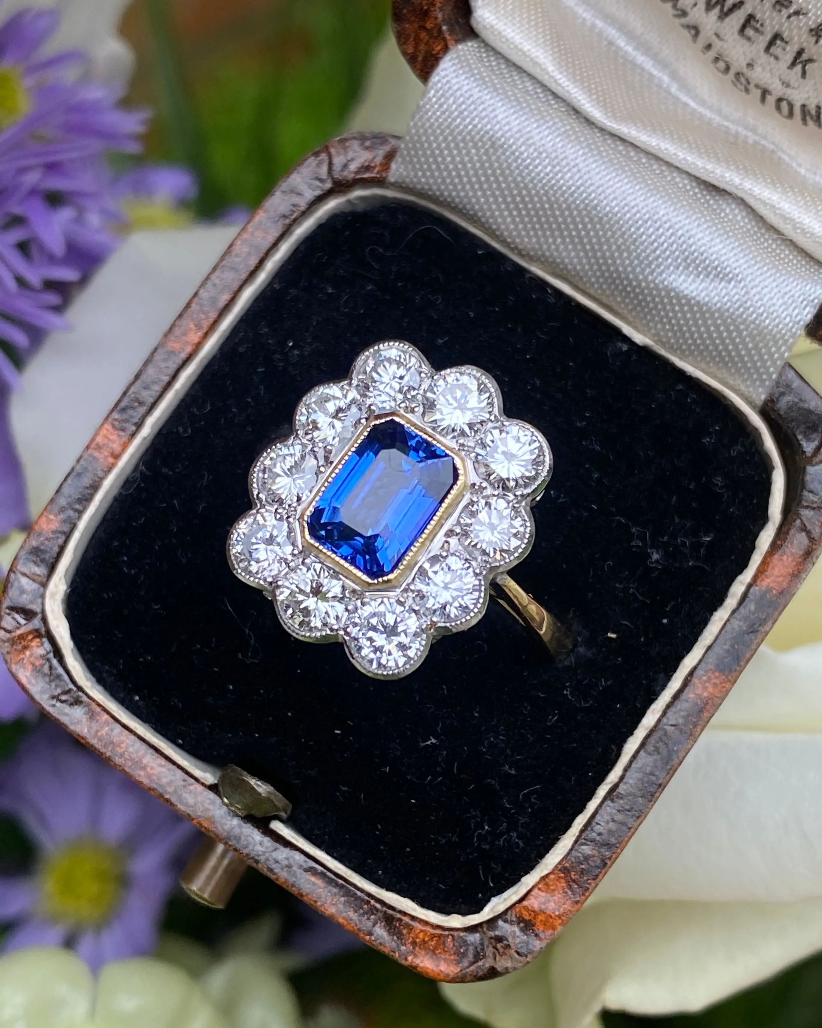 Vintage Sapphire and Diamond 18ct Yellow Gold Cluster Ring 1.60ct   1.50ct