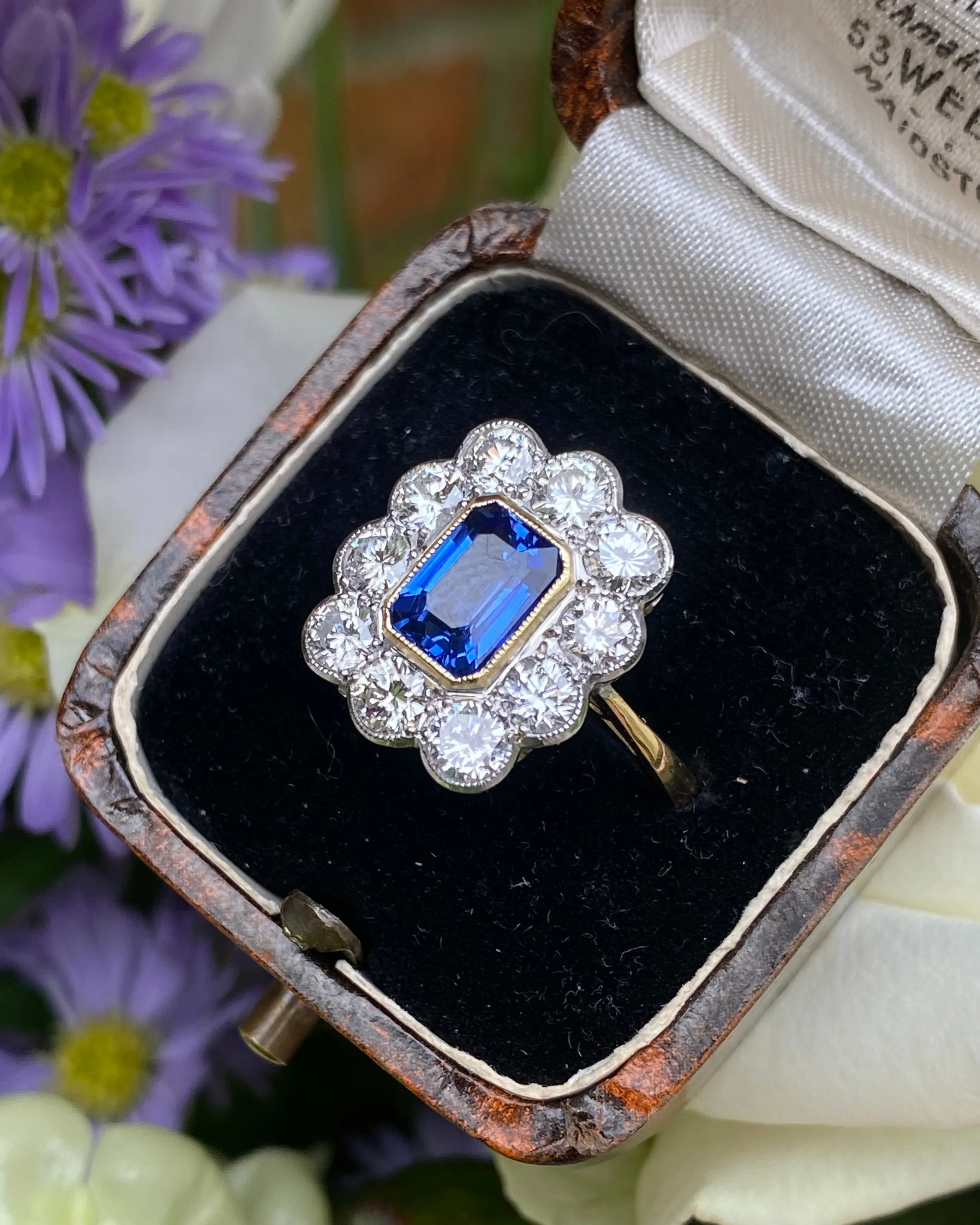 Vintage Sapphire and Diamond 18ct Yellow Gold Cluster Ring 1.60ct   1.50ct