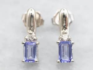 White Gold Tanzanite Earrings with Diamond Accents