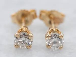 Yellow Gold Diamond Stud Earrings