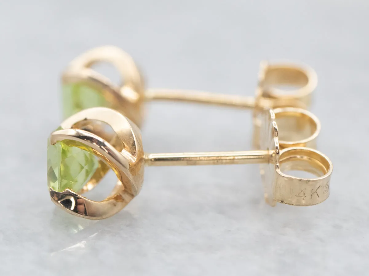 Yellow Gold Peridot Swirl Stud Earrings