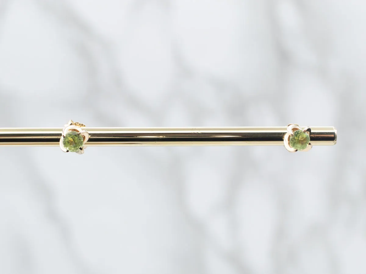 Yellow Gold Peridot Swirl Stud Earrings