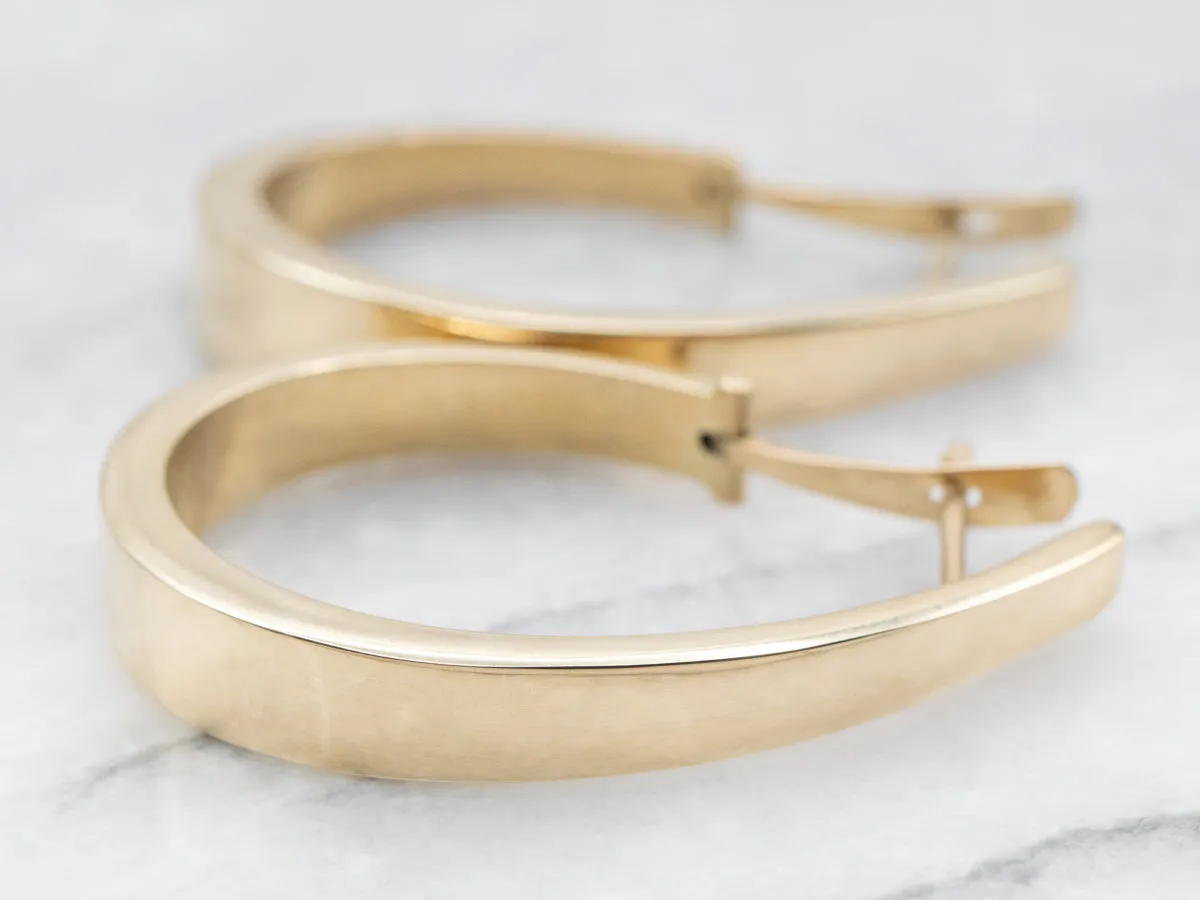 Yellow Gold Tapered Hoop Earrings
